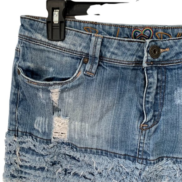 Dollhouse Distressed Denim Mini Skirt - Picture 4 of 7
